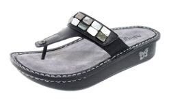 Alegria Carina Burnished Black Thong Sandal