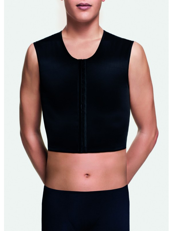 SHORT SLEEVELESS VEST WITH FRONT OPENING
